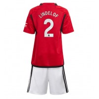 Koszulka piłkarska Manchester United Victor Lindelof #2 Strój Domowy dla dzieci 2023-24 tanio Krótki Rękaw (+ Krótkie spodenki)
